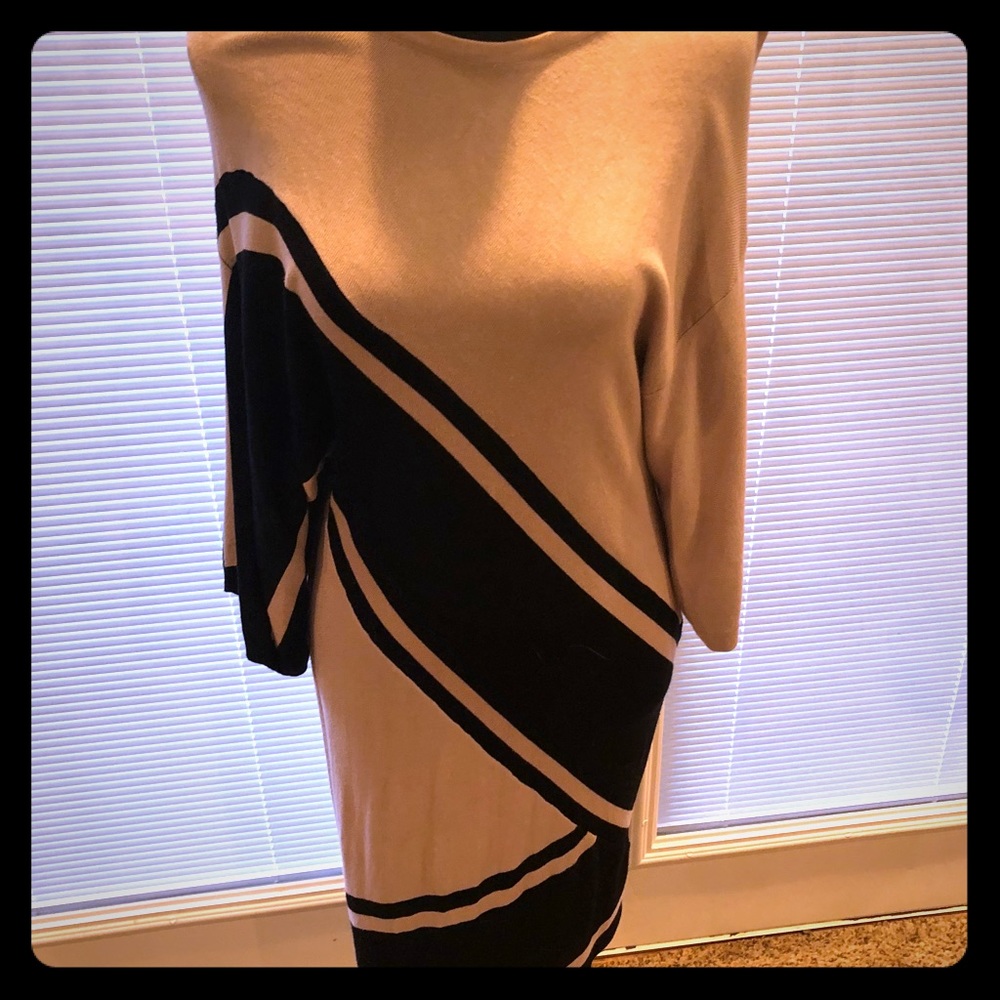 Asymmetrical Tan/Black dress